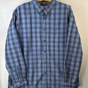 Boston Traders Button Down Shirt Mens Size XXL 2XL Long Sleeve Blue Plaid Cotton